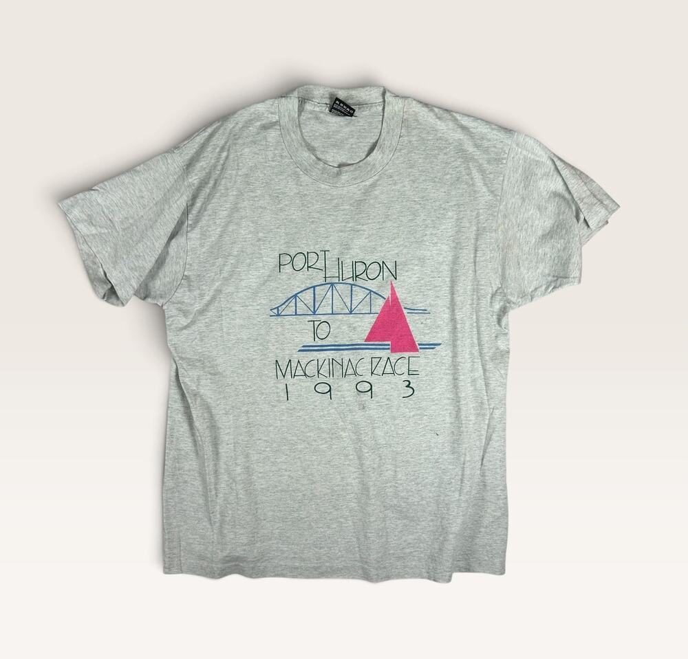 Vintage 1993 Port Huron to Mackinac Race Sailing T-Shirt Mens XL Gray